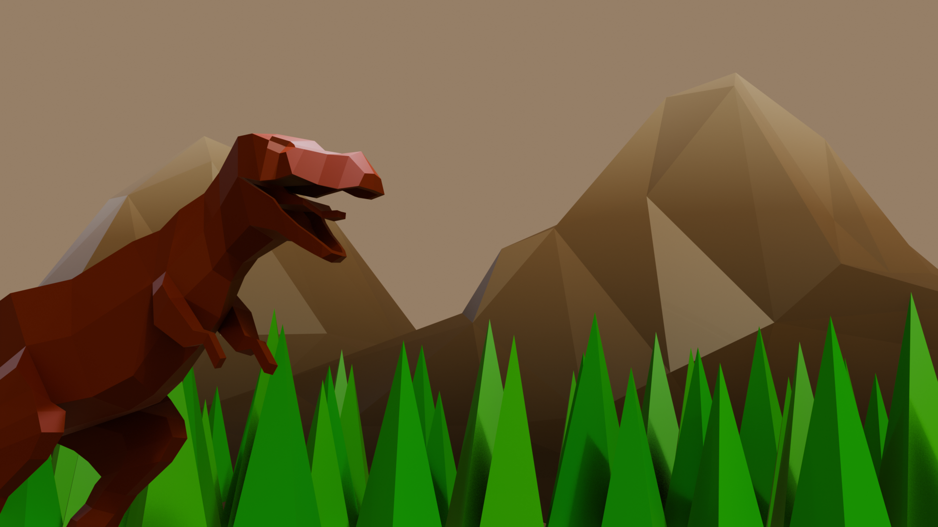 Low Poly T-Rex Scene